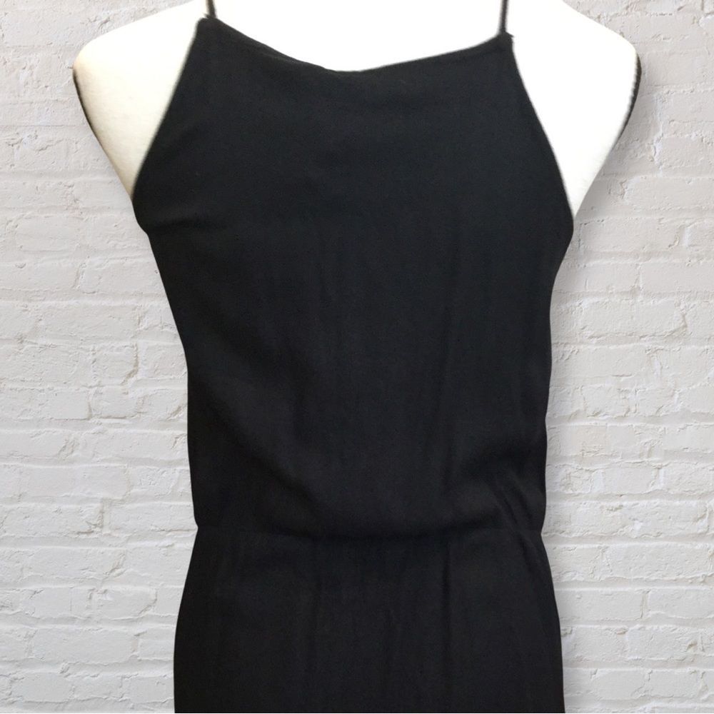 NWT, Elan Black Maxi Dress w/Centered Split Leg and Crocheted Laced Top - Small - Picture 8 of 9